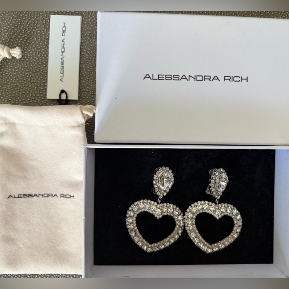 Alessandra Rich Crystal Heart Earrings